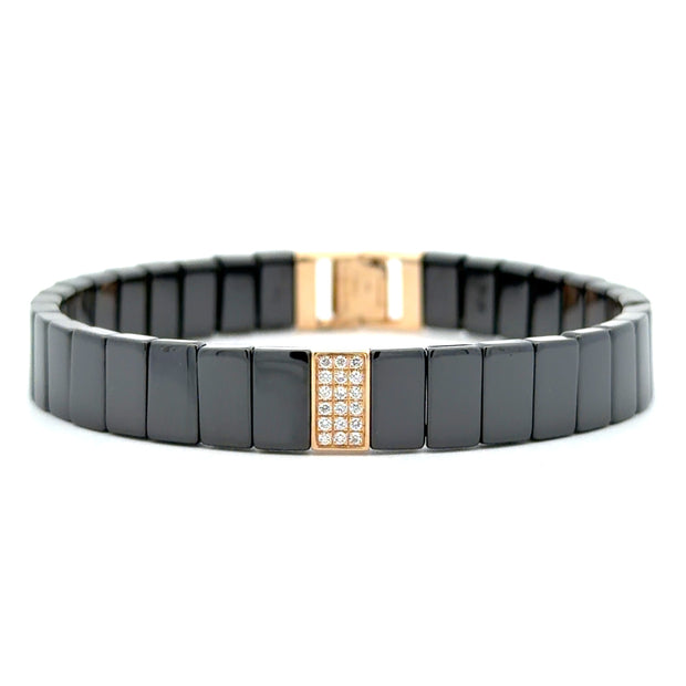 Nava Dee 14K Yellow Gold Black Ceramic & Diamond Bracelet