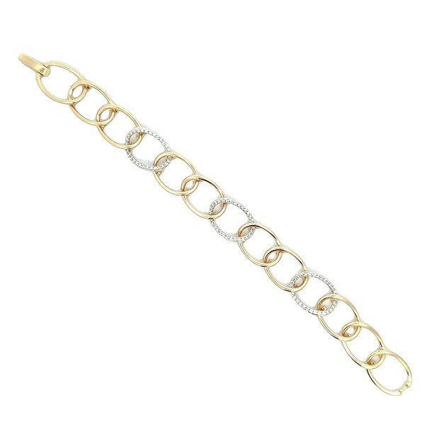 14K Yellow & White Gold Open Link Diamond Bracelet