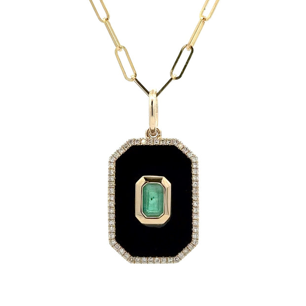 Nava Dee 14K Yellow Gold Emerald, Onyx & Diamond Necklace