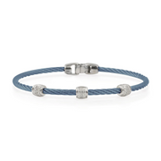 ALOR Stainless Steel & 18K White Gold Triple Barrel Stackable Bracelet