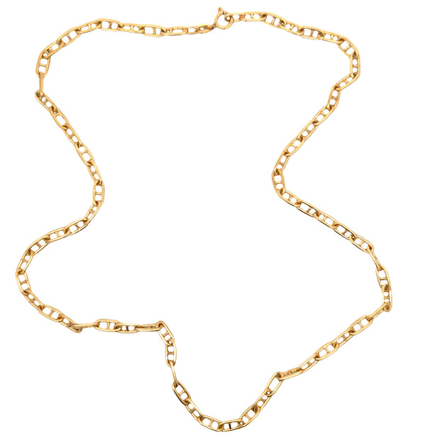 Estate 14K Yellow Gold Solid Mariner Link Necklace