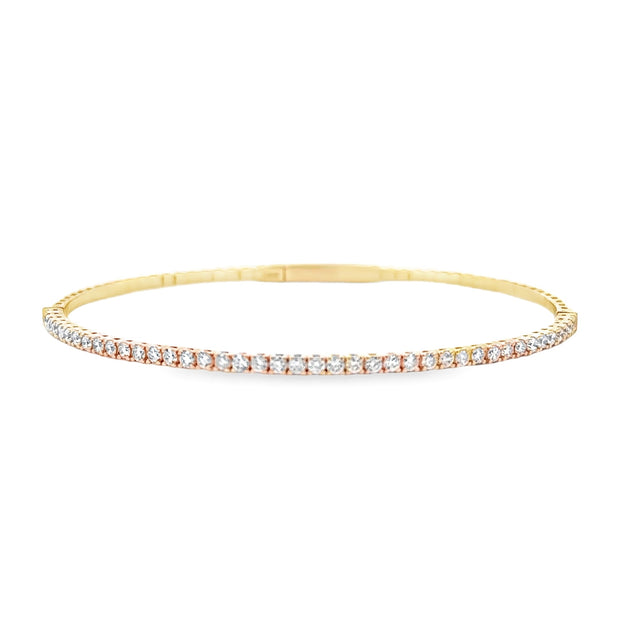14K Yellow Gold Flexible Diamond Bangle Bracelet