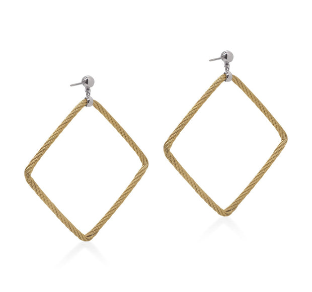 ALOR Yellow Cable Open Square Drop Earrings with 18kt Gold