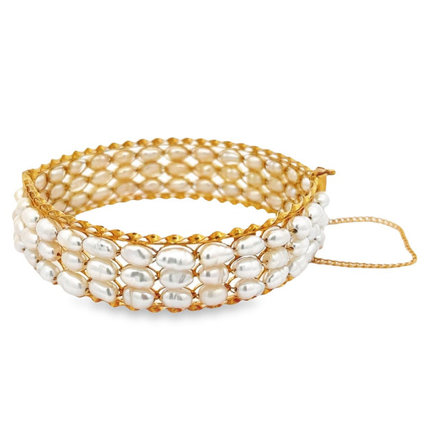 Estate ~22K Yellow Gold Rice Pearl Bracelet