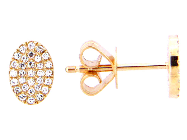 14K Yellow Gold Pavé Diamond Oval Earrings