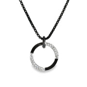 ALOR Cable & Chain Open Circle Necklace with 14kt Gold & Diamonds