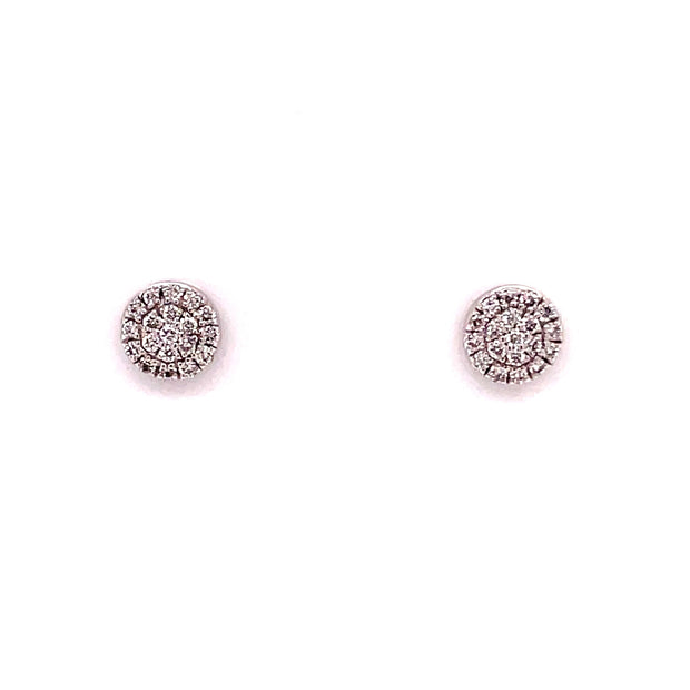 14K White Gold Mini Round Pavé Diamond Earrings