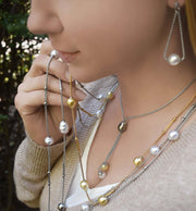 ALOR Yellow Chain & Cable South Sea Pearl Station Necklace