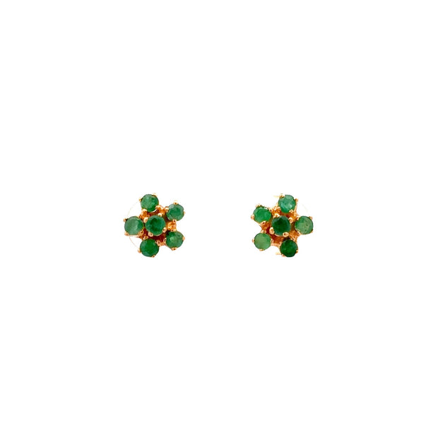 Estate 22K Yellow Gold Emerald Earrings