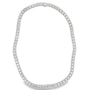 18K White Gold Haloed Emerald-Cut Diamond Necklace
