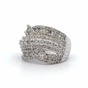 Estate 10K White Gold Wide Diamond Ring