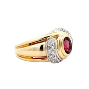 Estate 18K Yellow & White Gold Ruby & Diamond Ring