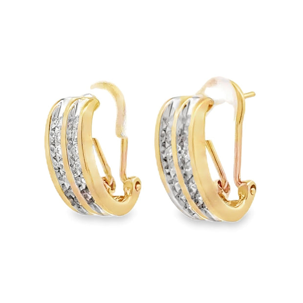 Estate 14K Yellow Gold Channel-Set Diamond Earrings