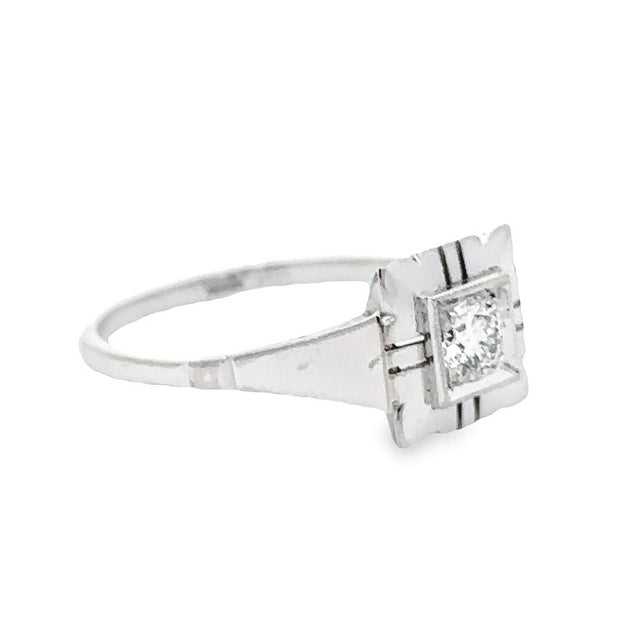 Estate 14K White Gold Modern Diamond Ring