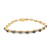 Estate 14K Yellow Gold Sapphire & Diamond Bracelet