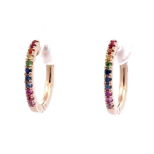 D.M. Kordansky Rainbow Sapphire Hoop Earrings