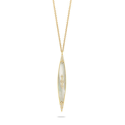 Doves 14K Yellow Gold Mother of Pearl & Diamond Necklace