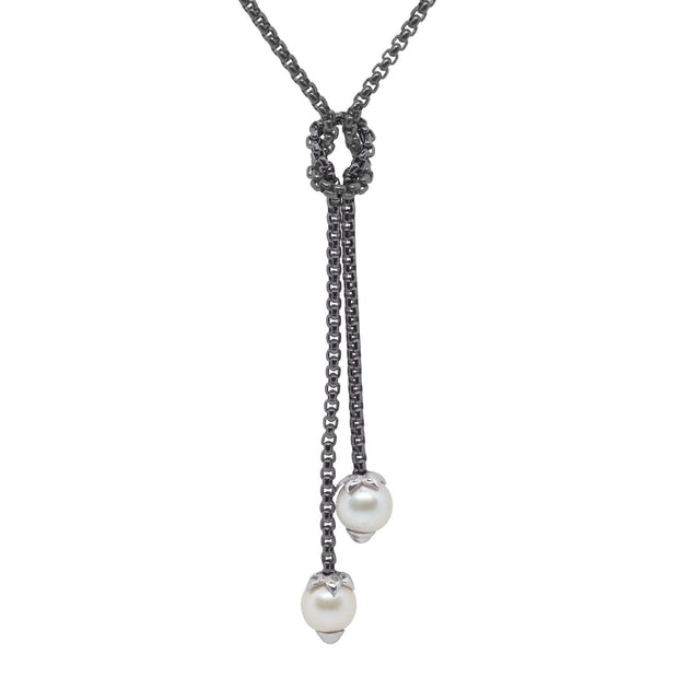 ALOR Chain Knotted Lariat Pearl Necklace
