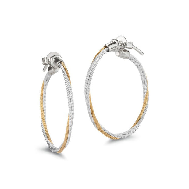 ALOR Classique Yellow & Grey Cable Twisted Hoop Earrings