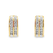Estate 14K Yellow Gold Channel-Set Diamond Earrings