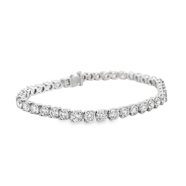 Platinum Two Prong Diamond Tennis Bracelet