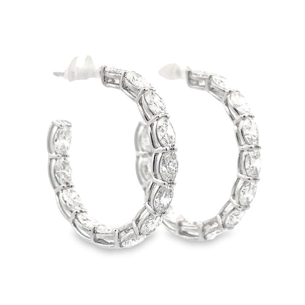 18K White Gold Oval-Cut Diamond Earrings
