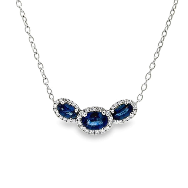 Estate 14K White Gold Sapphire & Diamond Necklace