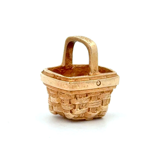 Estate 14K Yellow Gold Basket Charm