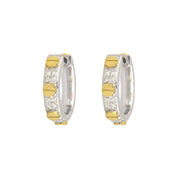 JudeFrances Small Mixed Metal Diamond Pavé Nail Head Hoop Earrings