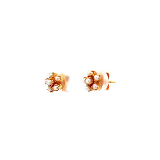 Estate 22K Yellow Gold Pearl Earrings