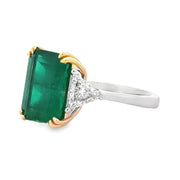 18K White & Yellow Gold Emerald & Diamond Ring