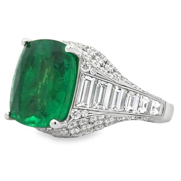 Platinum Emerald & Diamond Ring