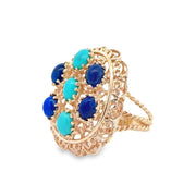 Estate 14K Yellow Gold Turquoise & Sodalite Ring