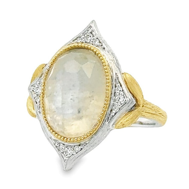 JudeFrances Mixed Metal North South Pointing Moonstone Cocktail Ring