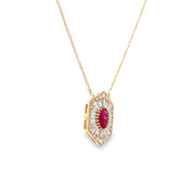 D.M. Kordansky 14K Yellow Gold Ruby & Diamond Necklace