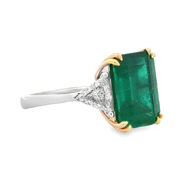 18K White & Yellow Gold Emerald & Diamond Ring