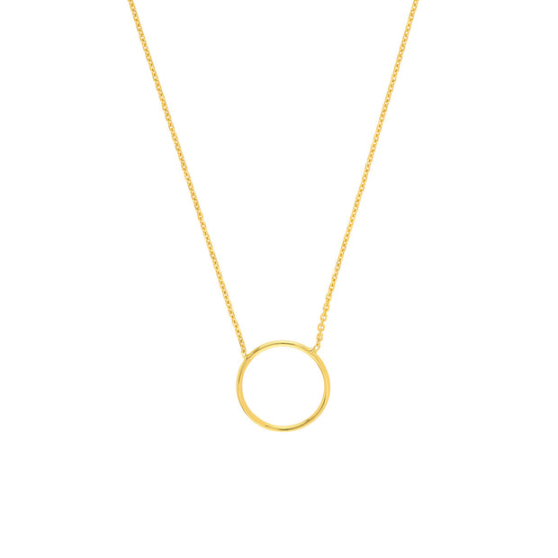 14K Yellow Gold Open Wire Circle Adjustable Necklace
