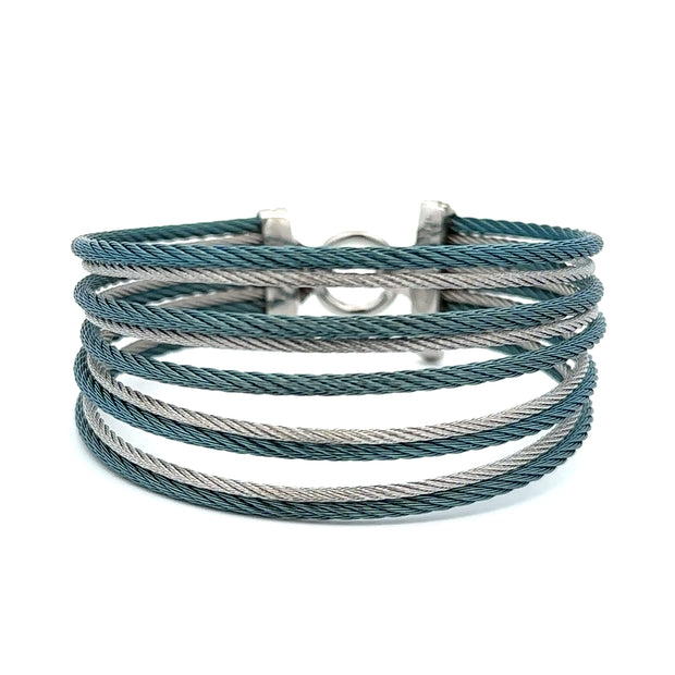ALOR Caribbean Blue & Grey Cable Nine Row Bracelet