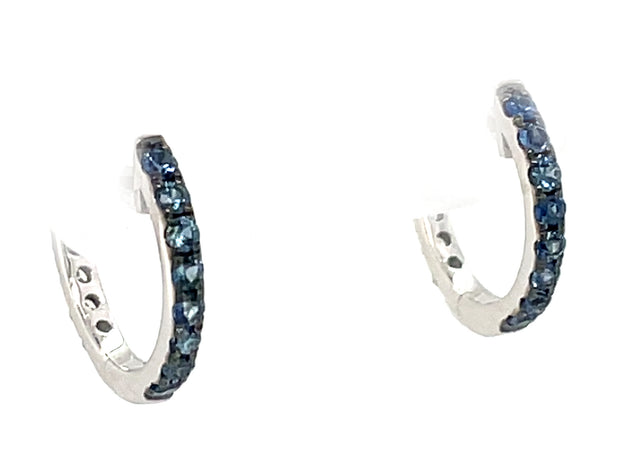 14K White Gold Reversible Sapphire & Diamond Earrings