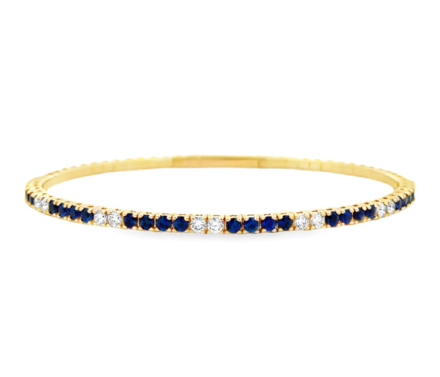 14K Yellow Gold Flexible Sapphire & Diamond Bangle Bracelet