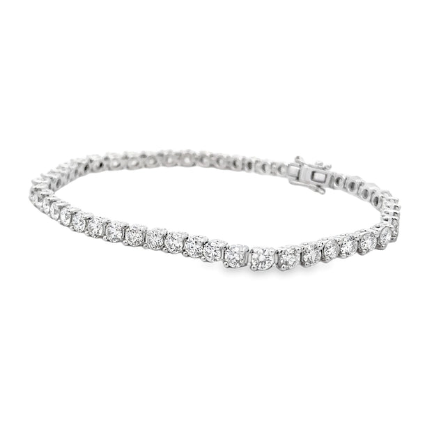 Platinum Two Prong Diamond Tennis Bracelet