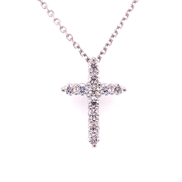 14K White Gold Diamond Cross Pendant