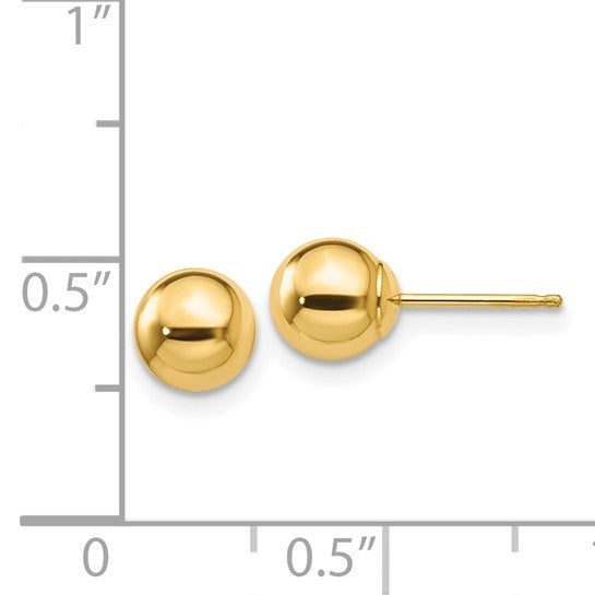 14K Yellow Gold 6mm Ball Stud Earrings