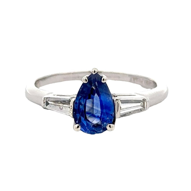 Estate Platinum Sapphire & Diamond Ring
