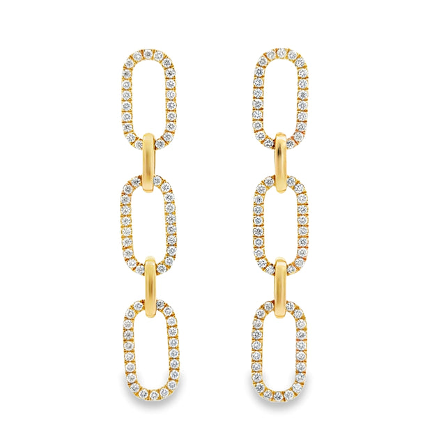 18K Yellow Gold Chain Link Diamond Earrings