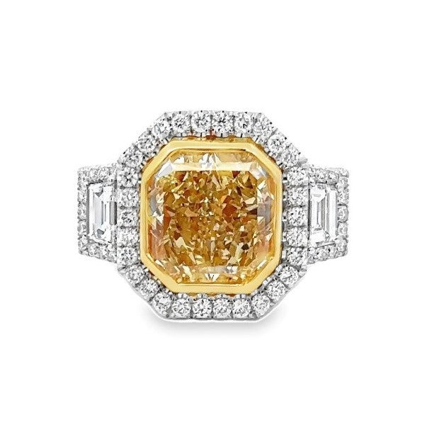 Platinum & 18K Yellow Gold Yellow & White Diamond Ring
