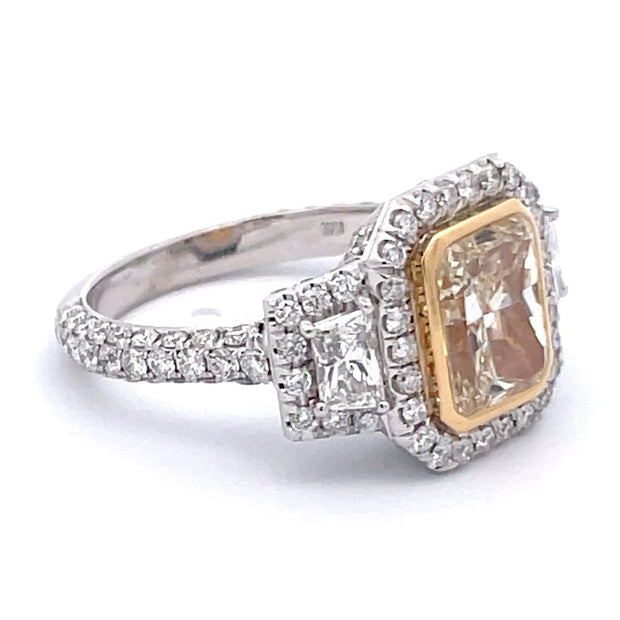 Platinum & 18K Yellow Gold Yellow & White Diamond Ring