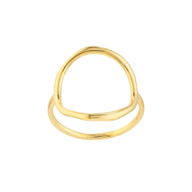 14K Yellow Gold Organic Open Circle Ring