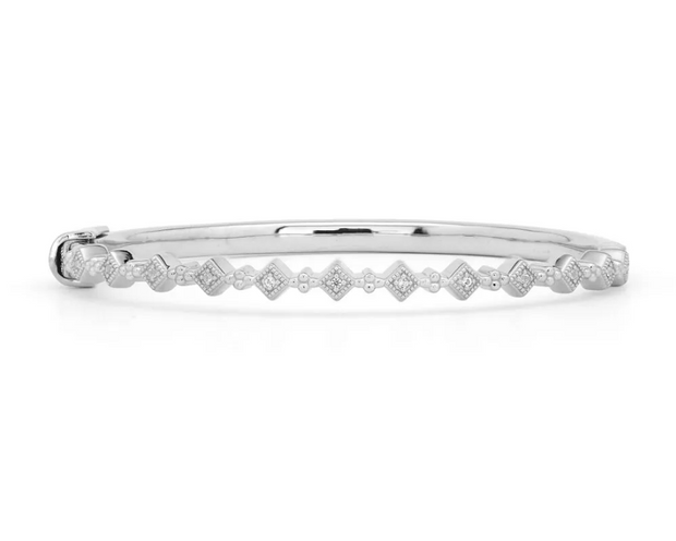 JudeFrances Silver Continuous Kite And Quad White Topaz Bangle