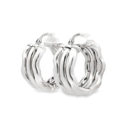 Estate 18K White Gold Wavy Hoop Earrings